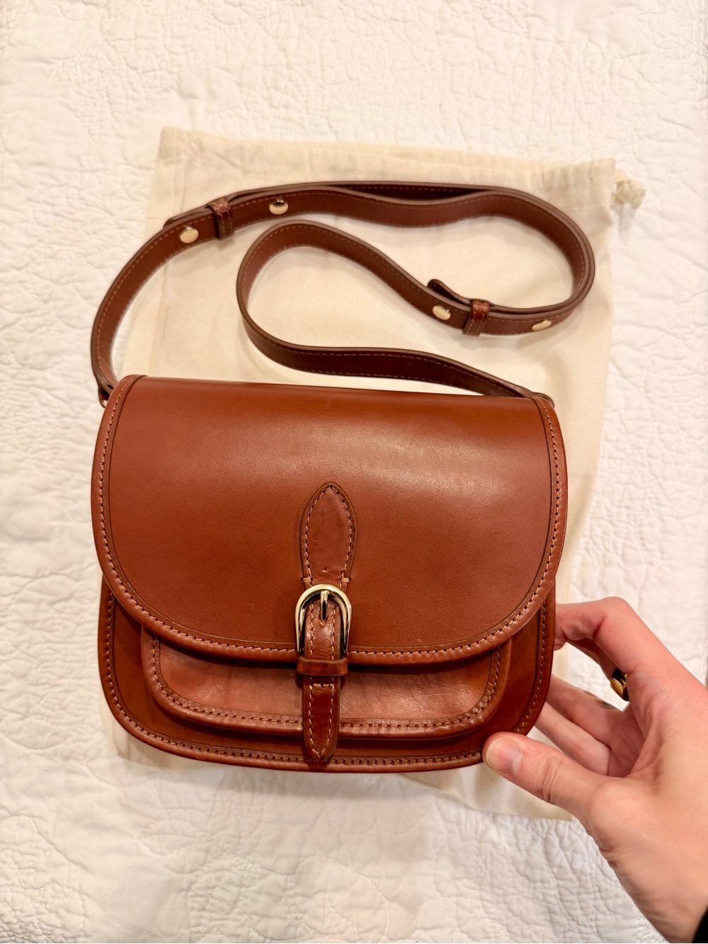 Sézane Roméo Shoulder Bag in Natural Heritage Leather - Great Condition